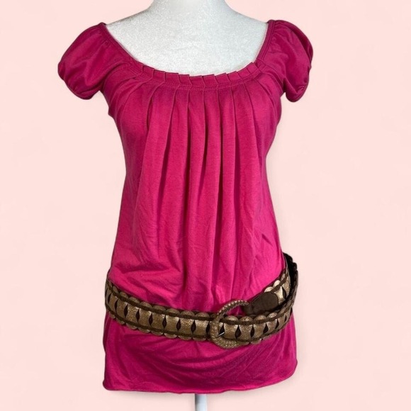 Pink short sleeve top with puffy sleeves y2k retro pink core - Picture 1 of 5
